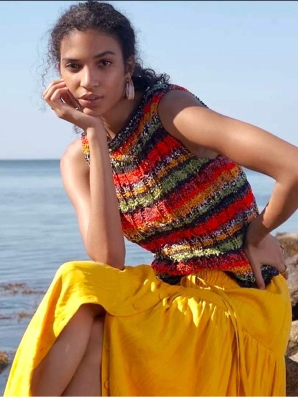 Anthropologie Audra Sweater Tank Multicolor Stripe Top